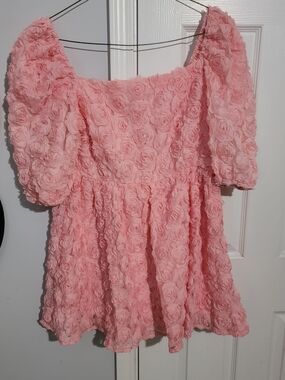 Pink Floral Textured Mini Dress